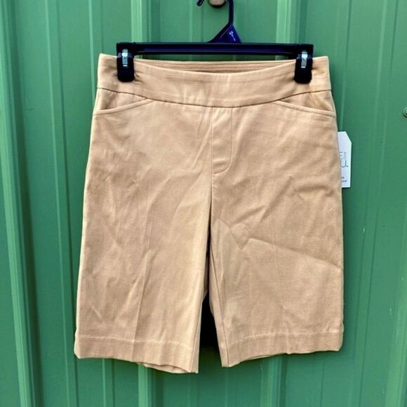 WOMEN'S Pull-On Bermuda Comfy Shorts Kahki Size XS - Picture 1 of 7